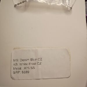 Elegant Silver Necklace with Denim Blue and White Frost CZ